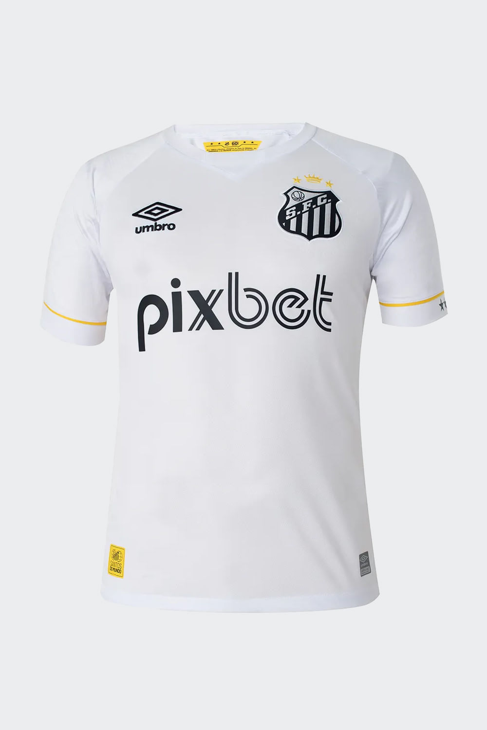 CAMISA MASC  UMBRO SANTOS OFICIAL 1 2023 (CLASSIC U31S01701 BRANCO/BRANCO/AMARELO P