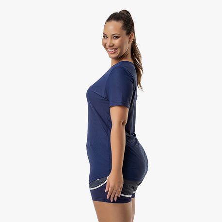 CAMISETA GOLA CARECA FEMININA 135 479 MARINHO G