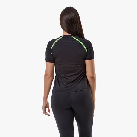CAMISETA GOLA CARECA FEMININA 135 467 PRETO/VERDE FLUOR M