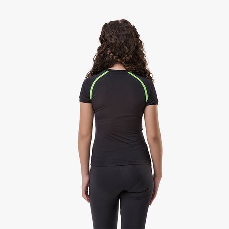 CAMISETA GOLA CARECA FEMININA 135 467 PRETO/VERDE FLUOR M