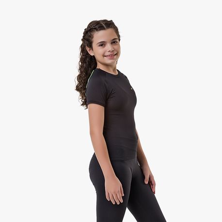 CAMISETA GOLA CARECA FEMININA 135 467 PRETO/VERDE FLUOR M