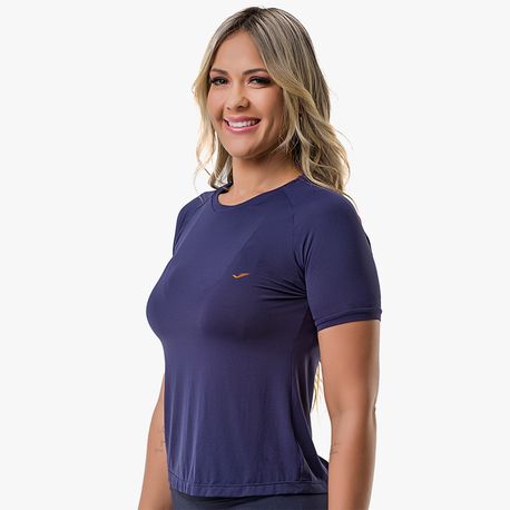 CAMISETA GOLA CARECA FEMININA 135 467 MARINHO/LRJ FLUOR P