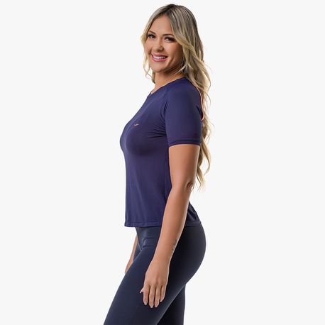 CAMISETA GOLA CARECA FEMININA 135 467 MARINHO/LRJ FLUOR P