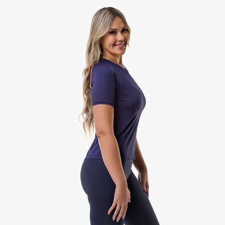 CAMISETA GOLA CARECA FEMININA 135 467 MARINHO/LRJ FLUOR P