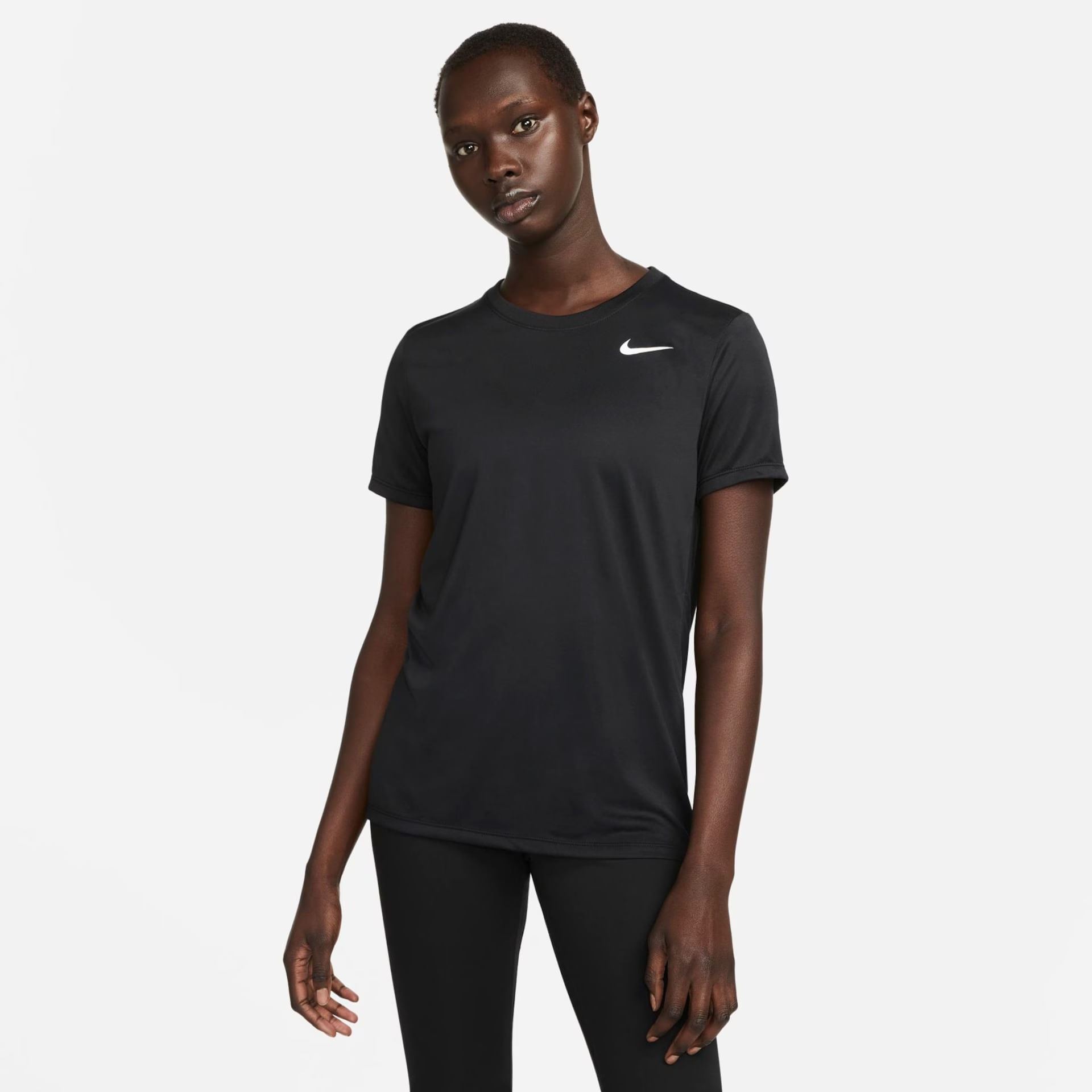 CAMISETA MC W NK DF TEE RLGD LBR DX0687-010 010-BLACK/WHITE P