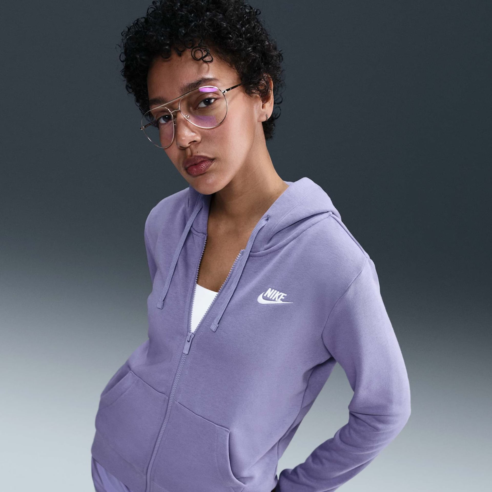 BLUSAO W NSW CLUB FLC FZ STD DQ5471-527 527-DUSTY AMETHYST/WHITE G