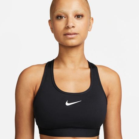 TOP W NK SWSH MED SPT BRA DX6821-010 010-BLACK (WHITE) GG