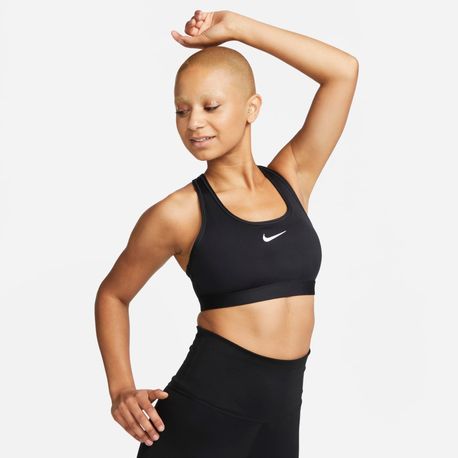 TOP W NK SWSH MED SPT BRA DX6821-010 010-BLACK (WHITE) GG