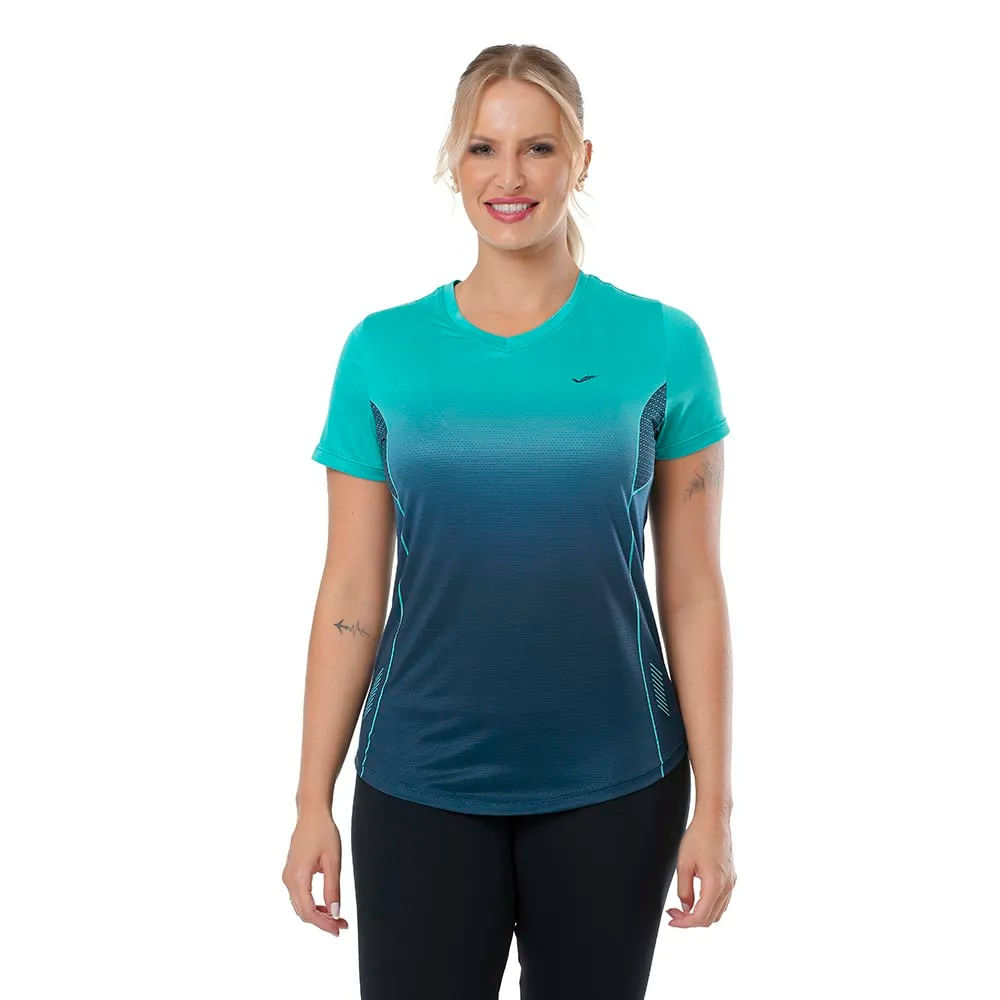 CAMISETA GOLA V FEMININA 135515 MARINHO/VERDE G