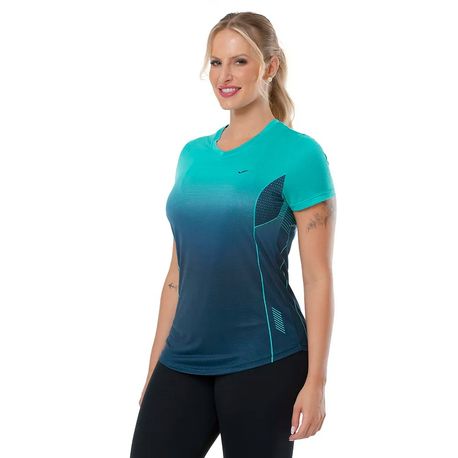 CAMISETA GOLA V FEMININA 135515 MARINHO/VERDE G