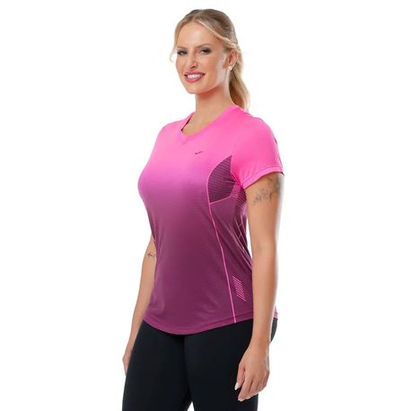 CAMISETA GOLA V FEMININA 135515 VINHO/ROSA CLARO GG