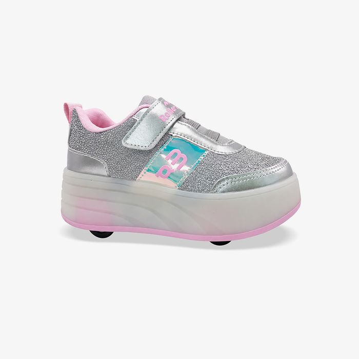 TENIS JOGGING RODINHA INFANTIL MNA MP2623 MNA PRATA/ROSA 32/33